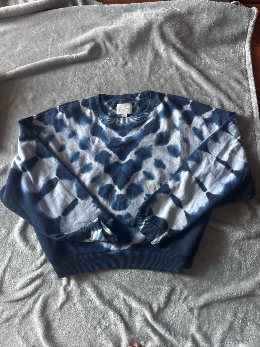 America Eagle Tie-Dye Crewneck Sweater - Navy / White